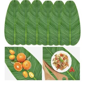 8 Pcs Banana Leaves For Cooking 22 In Tropical Artificial Faux Tropical Leaves